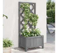 vidaXL Planter with Trellis Grey Solid Wood Fir
