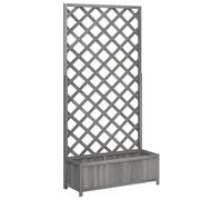 vidaXL Planter with Trellis, 90x35x180 cm, Solid Fir Wood, Grey, Raised Bed for Indoor and Outdoor, Balcony and Garden, Climbing Plant and Vine Support, Flower Box, Wooden Plant Holder
