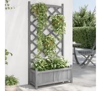 (grey, 75 x 35 x 150 cm) vidaXL Planter with Trellis Raised Bed Garden Planter Brown Solid Wood Fir