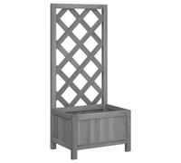 vidaXL Planter with Trellis, Raised Bed for Indoor & Outdoor Balcony, Garden Planter for Climbing Plant Vines, Flower Box, Grey Solid Wood Fir