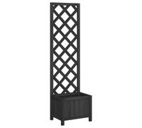 vidaXL Black Solid Fir Wood Planter with Trellis - Perfect for Climbing Plants, Garden Patio Decor, Rectangular Box Design, 40x30x135 cm