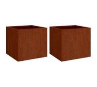 Set of 2 Garden Patio Planters Corten Steel - 49x47x46 cm