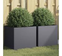 (anthracite, 42 x 40 x 39 cm/ 2 pcs) vidaXL Planter Raised Garden Bed Plant Pot Flower Pot Grey Weathering Steel