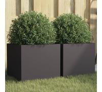 vidaXL Planters 2 pcs Black 32x30x29 cm Steel