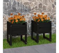 vidaXL Planters 2 pcs Black 40x40x52.5 cm Solid Wood Pine