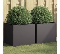 (black, 42 x 40 x 39 cm/ 2 pcs) vidaXL Planter Raised Garden Bed Plant Pot Flower Pot Grey Weathering Steel