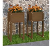 vidaXL Planters 2 pcs Honey Brown 40x40x81 cm Solid Wood Pine