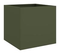 vidaXL Planter Outdoor Flower Pot Garden Raised Beds 2 pcs Olive Green Steel