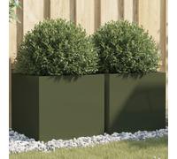 vidaXL Planters 2 pcs Olive Green 49x47x46 cm Steel