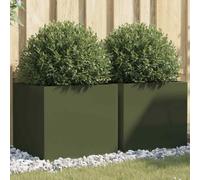 vidaXL Planters 2 pcs Olive Green 49x47x46 cm Steel UK