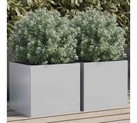 vidaXL Planters 2 pcs Silver 32x30x29 cm Galvanised Steel, Silver