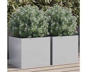 vidaXL Planters 2 pcs Silver 32x30x29 cm Galvanised Steel