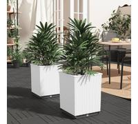 vidaXL Planters 2 pcs White 30x30x37 cm Polypropylene UK GF0