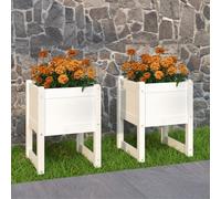 vidaXL Planters 2 pcs White 40x40x52.5 cm Solid Wood Pine