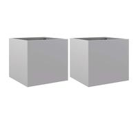 vidaXL Planters 2 Pcs Silver 32X30X29cm Galvanised Steel, Silver