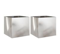 vidaXL Planters 2 pcs Silver 49x47x46 cm Stainless Steel