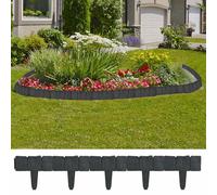 vidaXL Plastic Garden / Lawn Fence Stone Look 41 pcs 10 m
