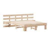 vidaXL Platform Bed 135 x 190 cm in Solid Pine Wood, Brown, with Integrated Bedside Tables, No Need for a Bed Base. Elegant Contemporary Design, Perfect for Urban Style Bedrooms. Easy