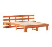 vidaXL Platform Bed, 150 x 200 cm, Brown, Solid Pine Wood, Contemporary Style, No Need for a Bed Base, Integrated Night Tables with Drawers, Simple Assembly, Chic Design for a Modern Bedroom