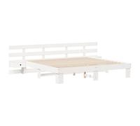 vidaXL Platform Bed in White, Made of Solid Pine Wood, Dimensions 180 x 200 cm, Matt Finish, with Integrated Bedside Tables and Drawers, No Need for a Bed Base, Super Simple to Assemble, Contem Style
