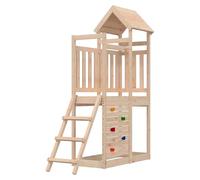 vidaXL Play Tower Brown 110.5 x 52.5 x 214 cm Solid Pine Wood, Modern, Durable, Outdoor Playground, Children's Adventure Play Tower, Garden Equipment, Summer Set, Backyard Climbing