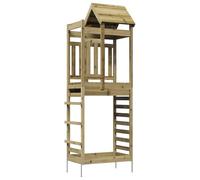 vidaXL Play Tower Brown 52.5 x 85 x 238 cm Solid Impregnated Wood, Modern, Durable Play Tower, Outdoor Adventure for Kids, Garden Playset, Backyard Fun, Family Activities and Summer Games