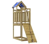 vidaXL Play Tower, Climbing Frame with Climbing Wall Rope, Children's Climbing Tower Play Accessories for Garden, Wooden Playground Playhouse, Pine Wood Impregnated