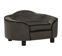 vidaXL Plush Pet Sofa in Dark Grey - Wooden Frame with Soft Cushion, Anti-Slip Design - Suitable for Dogs, Cats, and Other Small Animals
