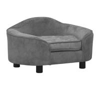 vidaXL Plush Pet Sofa in Grey - Comfortable Dog Sofa with Sturdy Wooden Frame and Anti-Slip Legs - Perfect Lounger for Dogs Cats Small Animals - 67x47x36 cm