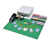 vidaXL Poker/Blackjack Set in Aluminium Case - All-inclusive, Portable Casino Game Set with 600 Laser Chips, Multicoloured, Ideal for Group Gatherings