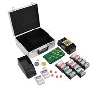 vidaXL Poker Chip Set - Aluminium Case, Card Shoe, Decks & Automatic Shuffler, 300 pcs Multicolour