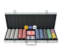 vidaXL Poker Set with 500 Laser Chips Playing Game Aluminium Case Casino Dice