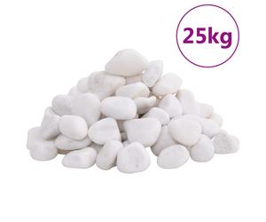 vidaXL Polished Pebbles 25 kg White 2-5 cm