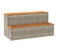 vidaxl poly rattan hot tub steps - light grey acacia wood with powder-coated steel, uv and water resistant outdoor furniture - 100x50x50.5 cm hot tub steps for terraces, pools, and campers