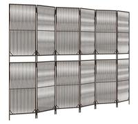 vidaXL Poly Rattan Room Divider - 6 Panel Weather-Resistant Privacy Screen with Steel Frame for Indoor/Outdoor, Brown
