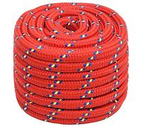 vidaXL Polypropylene Boat Rope - 25m Long, 20mm Thick, Durable & Weather-Resistant, Red Braided Rope for Sailing, Boating, Yachting and Other Rigging Jobs