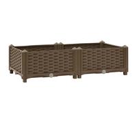 vidaXL Polypropylene Raised Bed, Brown, Sturdy Outdoor Planter for Flowers, Herbs and Vegetables, Rectangular Design, DIY Garden Decoration, 80x40x23
