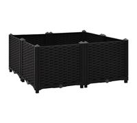 vidaXL Polypropylene Raised Bed - Stylish Black Outdoor Planter for Garden, Patio and Balcony - Exhibiting Versatility and Durability