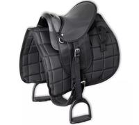 vidaXL Pony Saddle Set 10" Black Horse Pad Covering with Stirrup Belt Girth