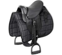 vidaXL Pony Saddle Set 10" Black Horse Pad Covering with Stirrup Belt Girth vida
