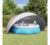 vidaXL Pool Dome Folding Manual Grey and Orange 500 x 500 x 236 cm