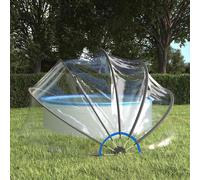 vidaXL Pool Dome Round, Transparent - 406x203 cm PVC - Lightweight and Firm Structure - Easy to Operate and Install - Ground Nail Anchors Included - Suitable for Pools up to 366 cm Diameter