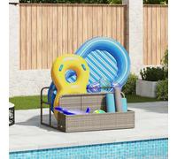 vidaXL Poolside Float Storage Light Grey 110x100x57 cm Poly Rattan