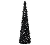 vidaXL Pop-up Artificial Christmas Tree Black 180 cm PET Holiday Ornament