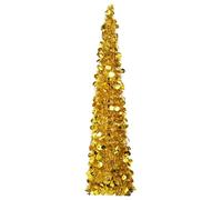 vidaXL Pop-up Artificial Christmas Tree Holiday Ornament Home Office Xmas Decoration Christmas Fake Tree Plant Stand Gold 150 cm PET