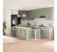 vidaXL Poplar Wood Dog Barrier with 8 Panels White