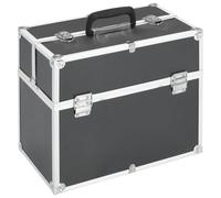 vidaXL Portable Aluminium Make-up Case with Extendable Trays and Secure Lock - Light-Weight Black Beauty Organizer with Carrying Handle
