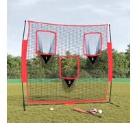 vidaXL Portable Baseball Net Black and Red 183x105x183 cm Polyester
