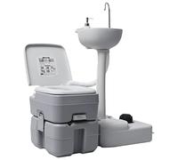 vidaXL Portable Camping Toilet and Handwash Stand Set Grey