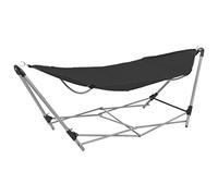 vidaXL Hammock with Foldable Stand Black Outdoor Portable Camping Travel Bed